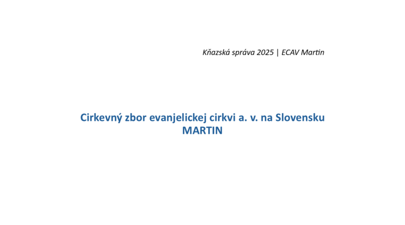 Výročná kňazská správa za r. 2025